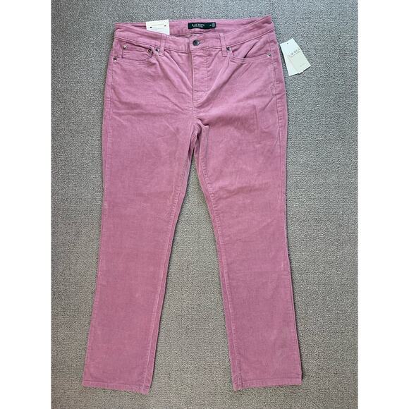 NWT Lauren Ralph Lauren Corduroy Pants Premier Straight Purple Size 12 Petite